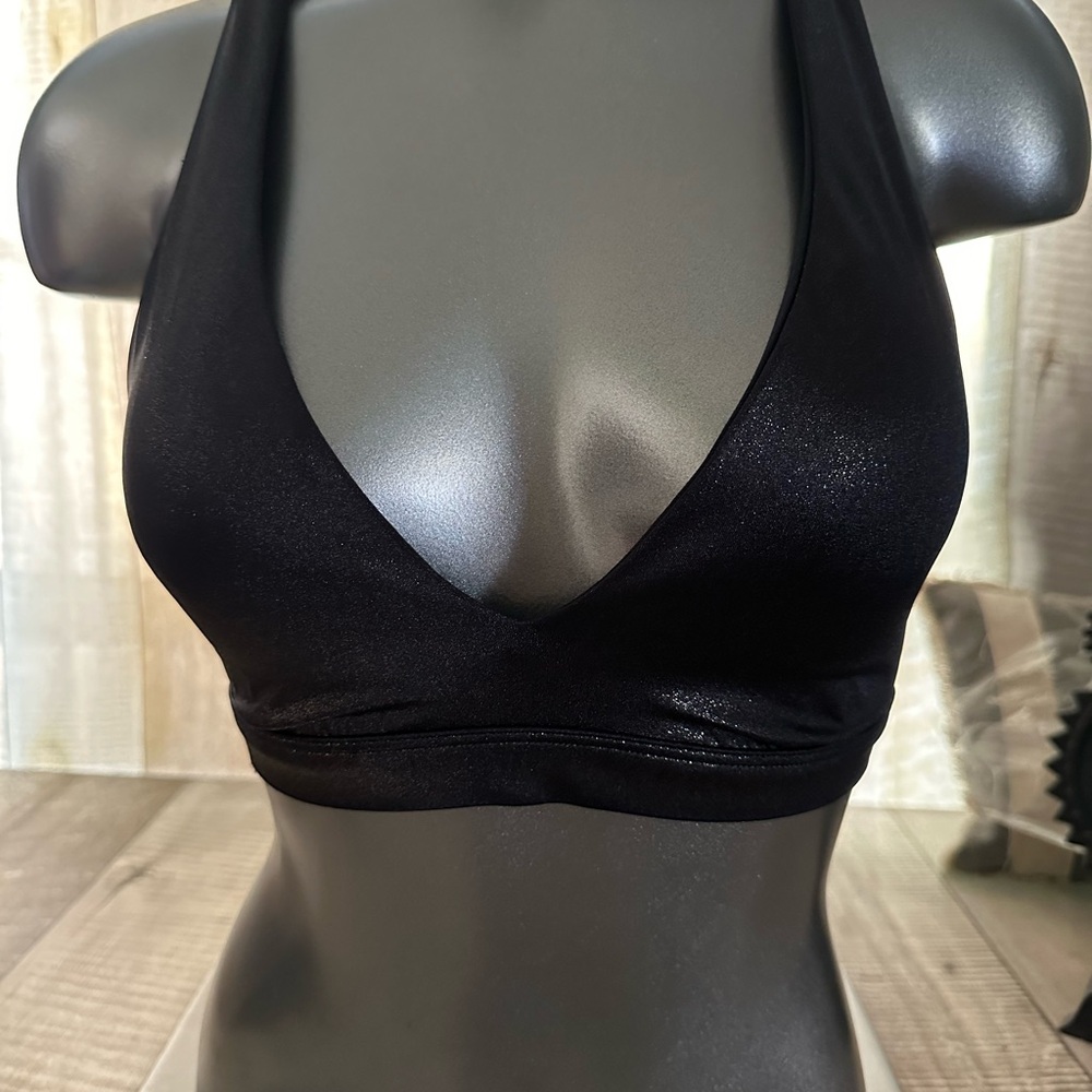 NWOT Pink Victoria Secret Strappy Black Sparkle Ultimate Racerback Bra Small